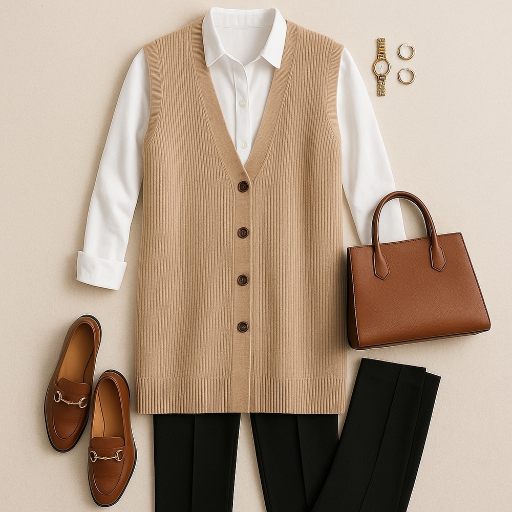 Rachel Zoe 100% Extrafine Merino Wool Longline Sweater Vest 28” Length XL